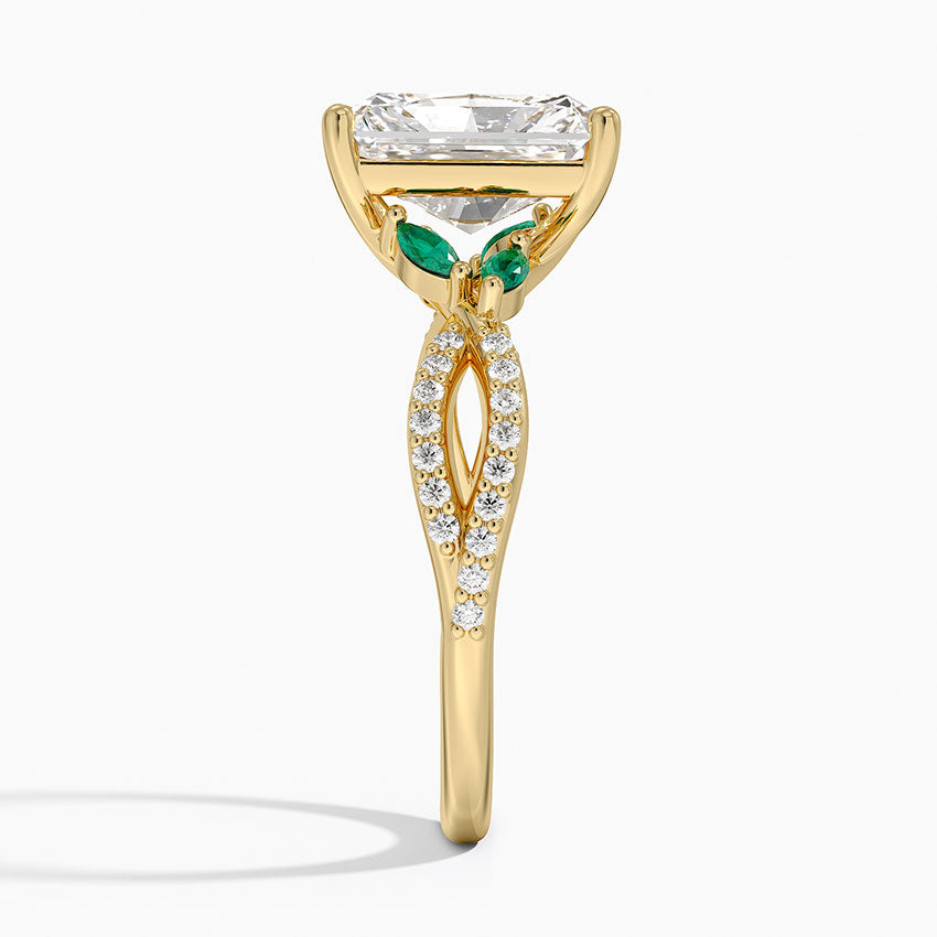 Luxe Willow Lab Emerald and Diamond Ring (1/8 ct. tw.) - Radiant Cut Center Stone