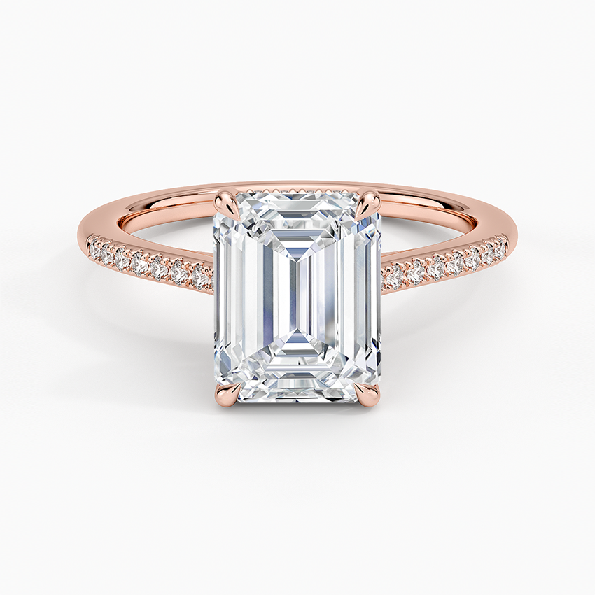 Lissome Half Coverage Diamond Ring - Emerald Cut Center Stone