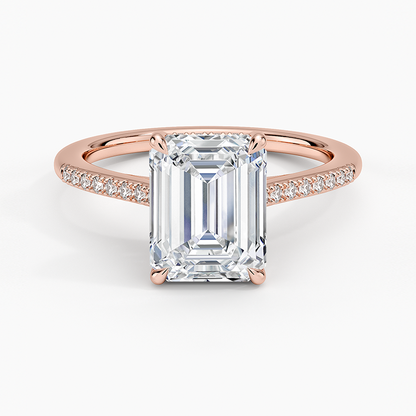 Lissome Half Coverage Diamond Ring - Emerald Cut Center Stone