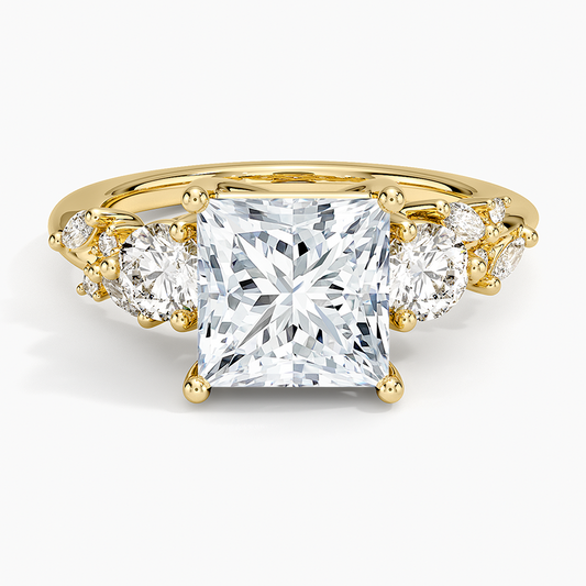 Arden Three Stone Diamond Ring - Princess Cut Center Stone