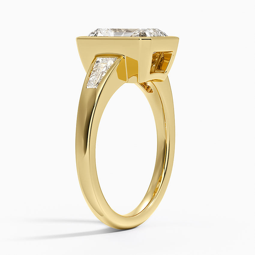 Hayes Three Stone Baguette Diamond Ring (1/2 ct. tw.) - Radiant Cut Center Stone