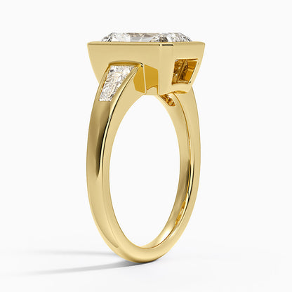 Hayes Three Stone Baguette Diamond Ring (1/2 ct. tw.) - Radiant Cut Center Stone