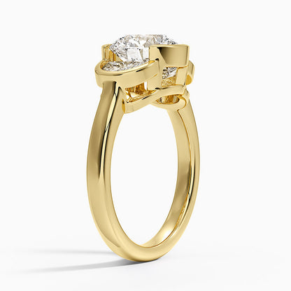 Half Moon Three Stone Bezel Diamond Ring (1/2 ct. tw.) - Round Cut Center Stone