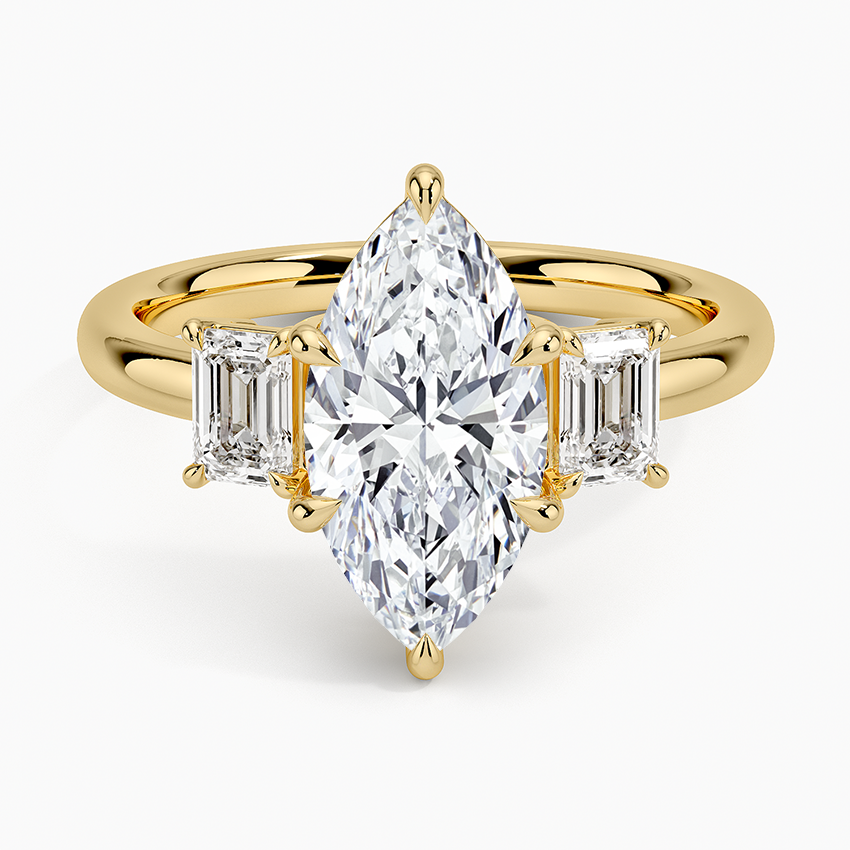 Rhiannon Emerald Cut Three Stone Diamond Ring (1/2 ct. tw.) - Marquise Center Stone