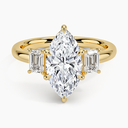 Rhiannon Emerald Cut Three Stone Diamond Ring (1/2 ct. tw.) - Marquise Center Stone
