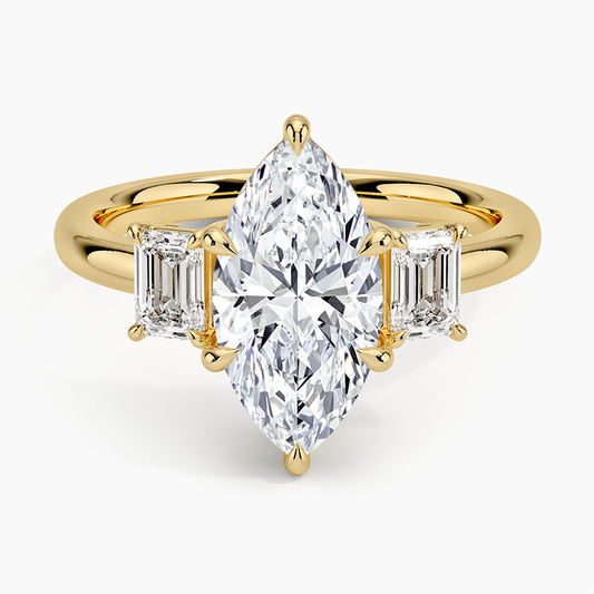 Rhiannon Emerald Cut Three Stone Diamond Ring (1/2 ct. tw.) - Marquise Center Stone