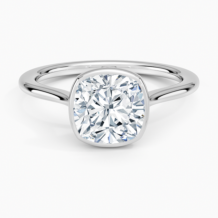 Petite Luna 1.5mm Bezel Ring - Cushion Cut Center Stone