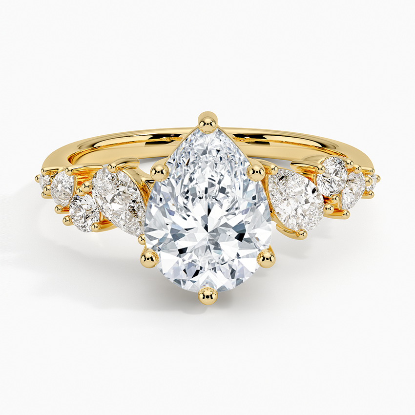 Olivetta Tapered Diamond Ring (1/2 ct. tw.) - Pear Cut Center Stone