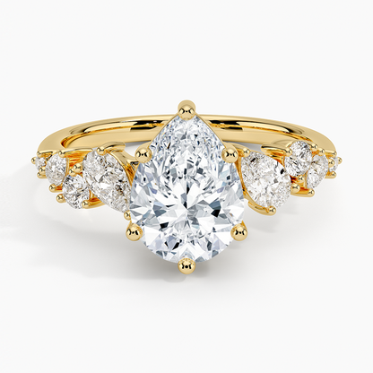 Olivetta Tapered Diamond Ring (1/2 ct. tw.) - Pear Cut Center Stone