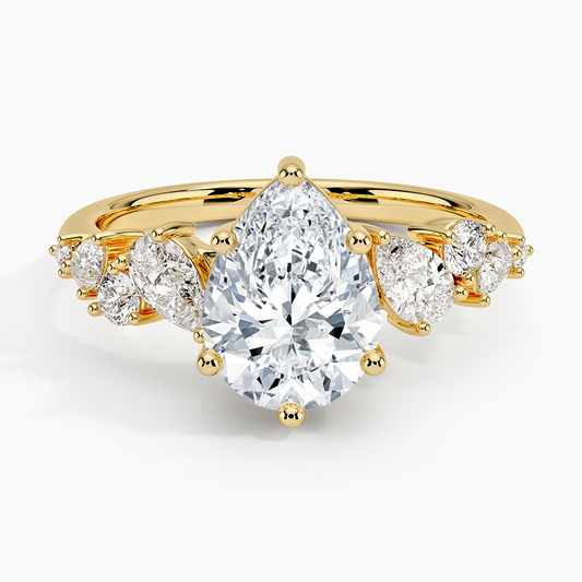 Olivetta Tapered Diamond Ring (1/2 ct. tw.) - Pear Cut Center Stone
