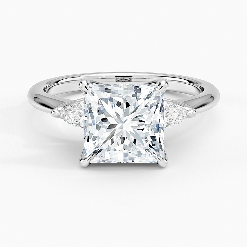 Petite Fleur Three Stone Diamond Ring - Princess Cut Center Stone