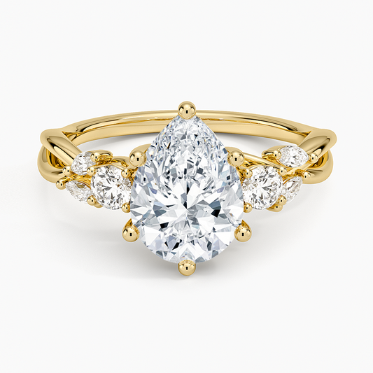 Willow Three Stone Diamond Ring (1/3 ct. tw.) - Pear Center Stone