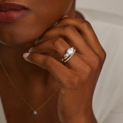 Secret Garden Three Stone Diamond Ring (3/4 ct. tw.) - Radiant Cut Center Stone