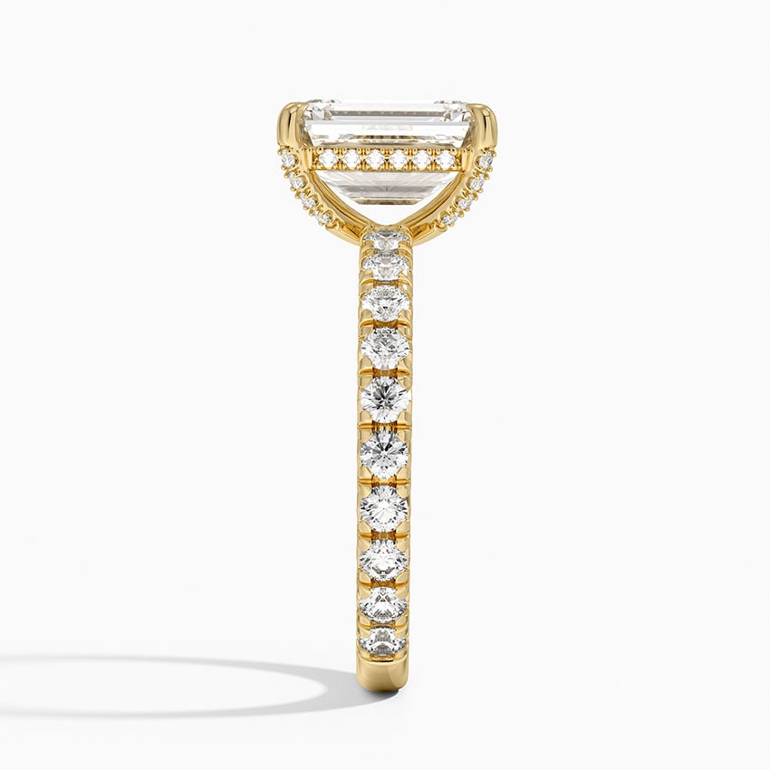 Olympia Three-Quarter Coverage Diamond Ring - Emerald Cut Center Stone