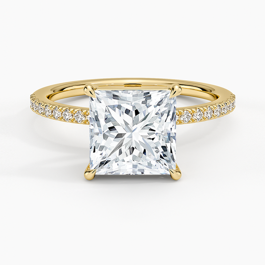 Perfect Fit Half Coverage Diamond Ring - Princess Cut Center Stone