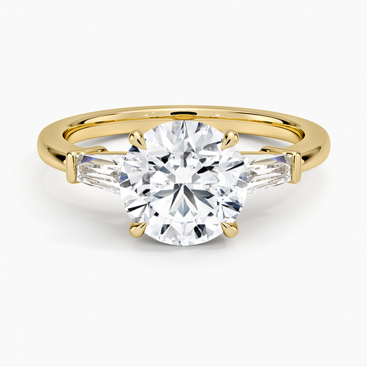 Symphony Tapered Baguette Three Stone Diamond Ring (1/2 ct. tw.) - Round Center Stone