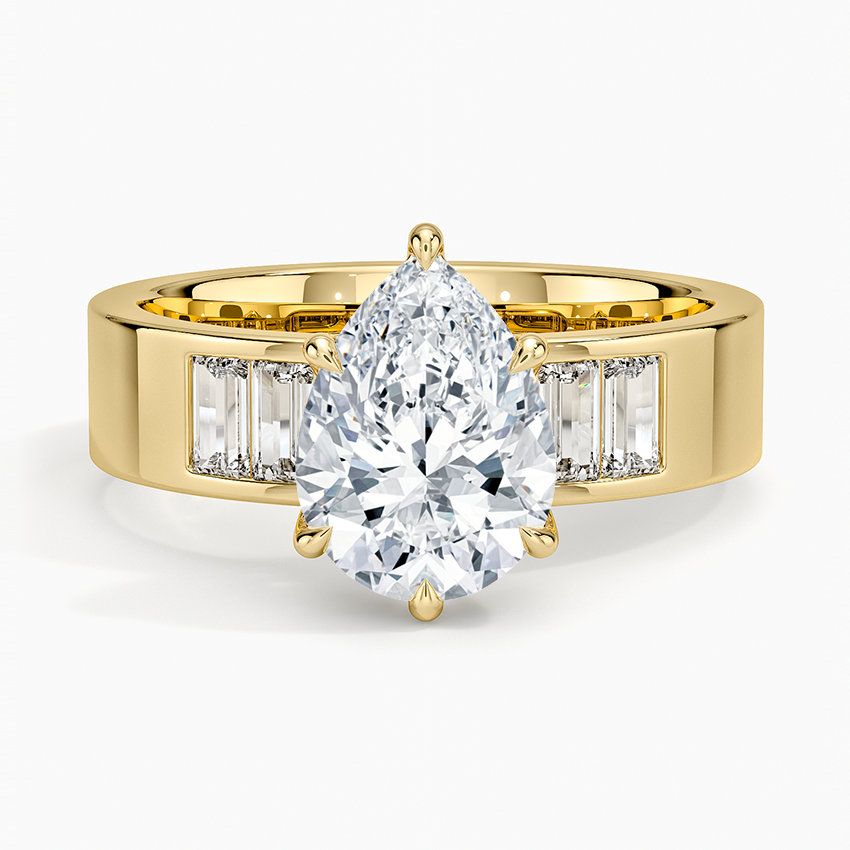 Peyton 5mm Channel-Set Diamond Ring - Pear Cut Center Stone