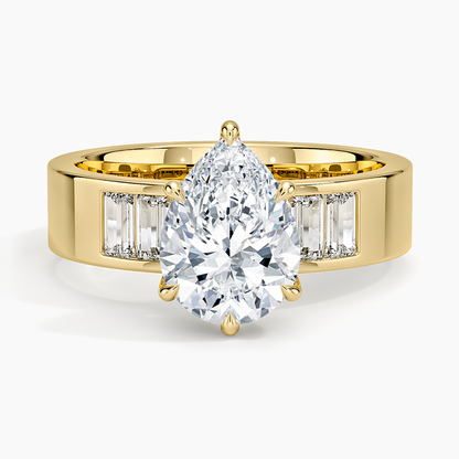 Peyton 5mm Channel-Set Diamond Ring - Pear Cut Center Stone