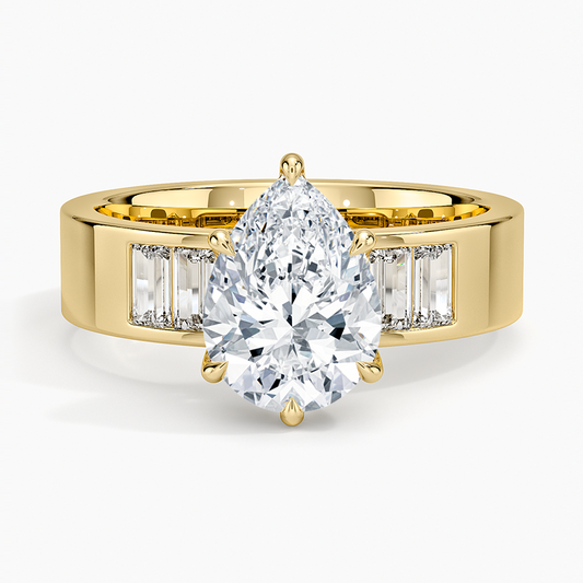 Peyton 5mm Channel-Set Diamond Ring - Pear Cut Center Stone