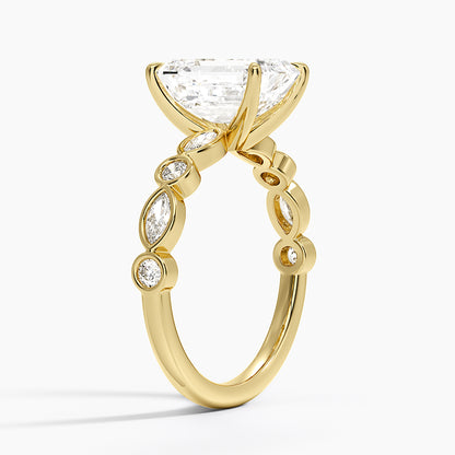 Versailles Bezel Diamond Ring - Emerald Cut Center Stone