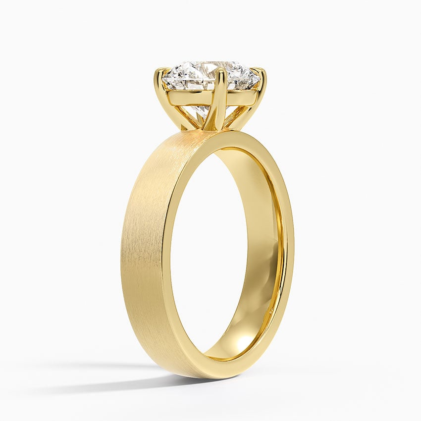 Peyton 4mm Satin Finish Solitaire Ring - Round Cut Center Stone