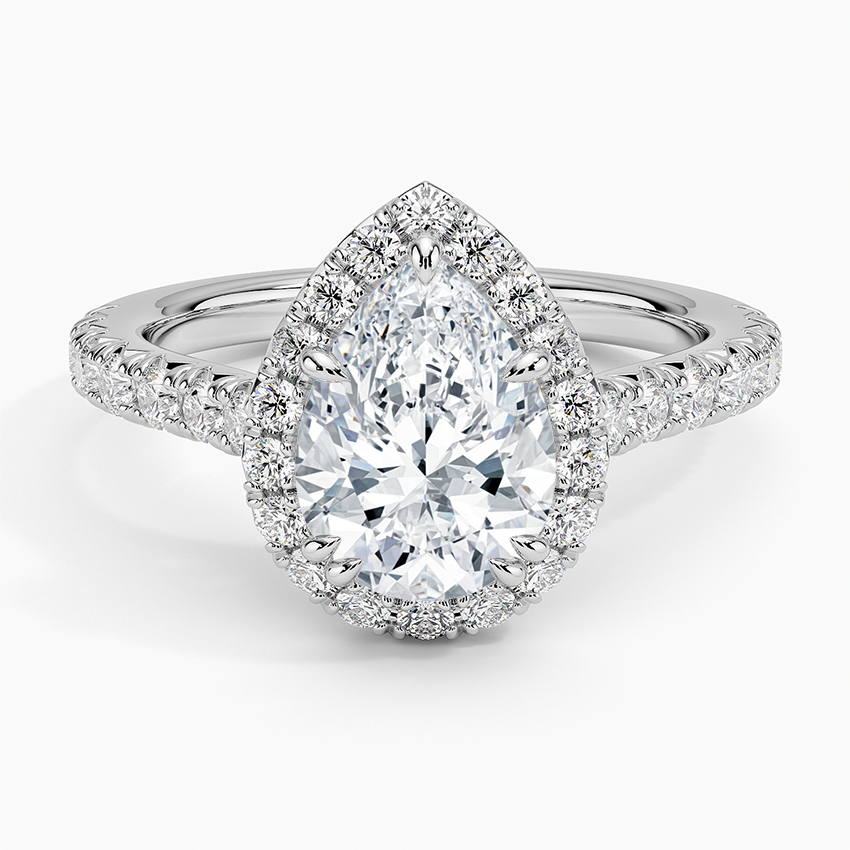 Sienna Halo Half Coverage Diamond Ring (2/3 ct. tw.) - Pear Center Stone
