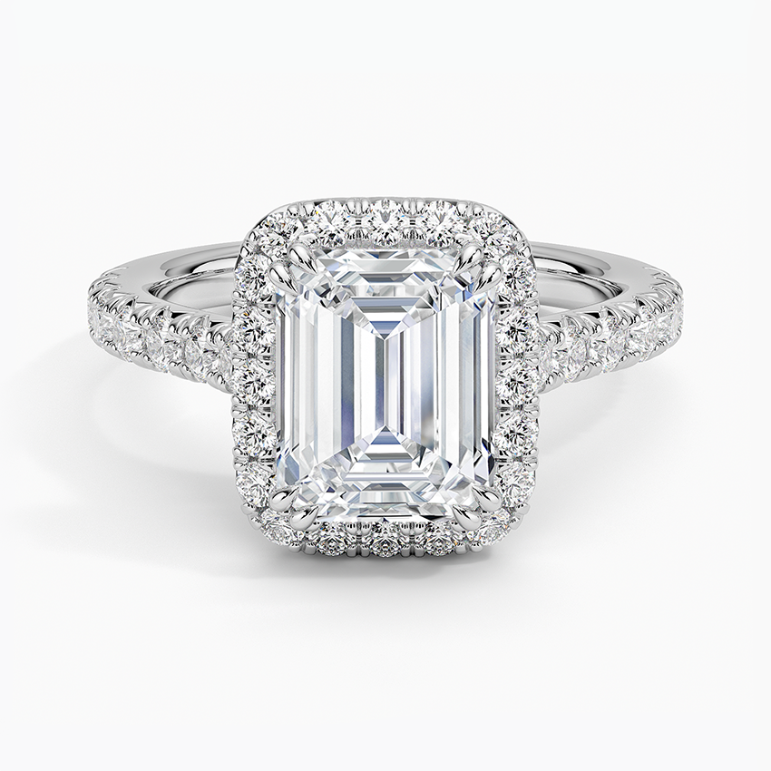 Sienna Halo Half Coverage Diamond Ring (2/3 ct. tw.) - Emerald Cut Center Stone