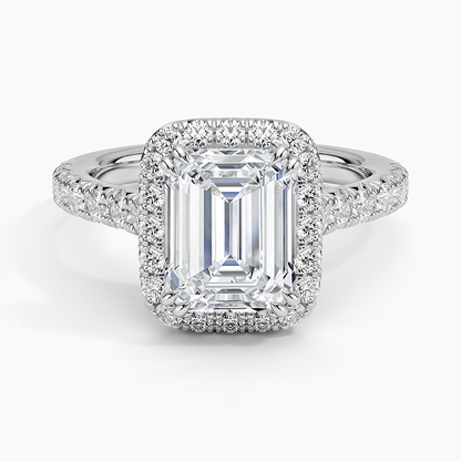 Sienna Halo Half Coverage Diamond Ring (2/3 ct. tw.) - Emerald Cut Center Stone