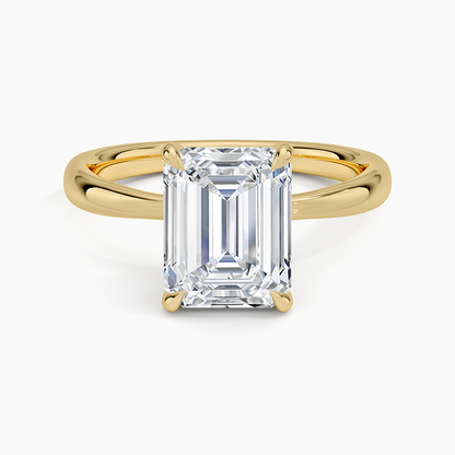 Freesia 2.7mm Solitaire Ring - Emerald Cut Center Stone