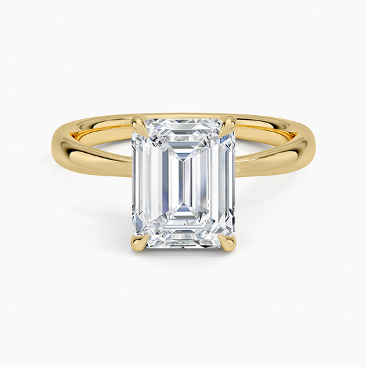 Freesia 2.7mm Solitaire Ring - Emerald Cut Center Stone