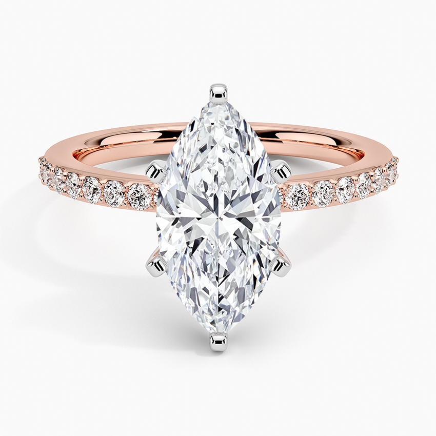 Six Prong Petite Shared Prong Diamond Ring (1/5 ct. tw.) - Marquise Center Stone
