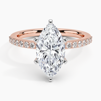 Six Prong Petite Shared Prong Diamond Ring (1/5 ct. tw.) - Marquise Center Stone