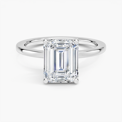 Perfect Fit 1.4mm Solitaire Ring - Emerald Cut Center Stone