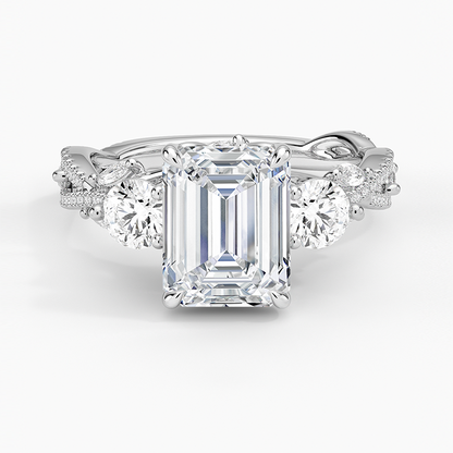 Luxe Secret Garden Three Stone Diamond Ring (1 ct. tw.) - Emerald Cut Center Stone