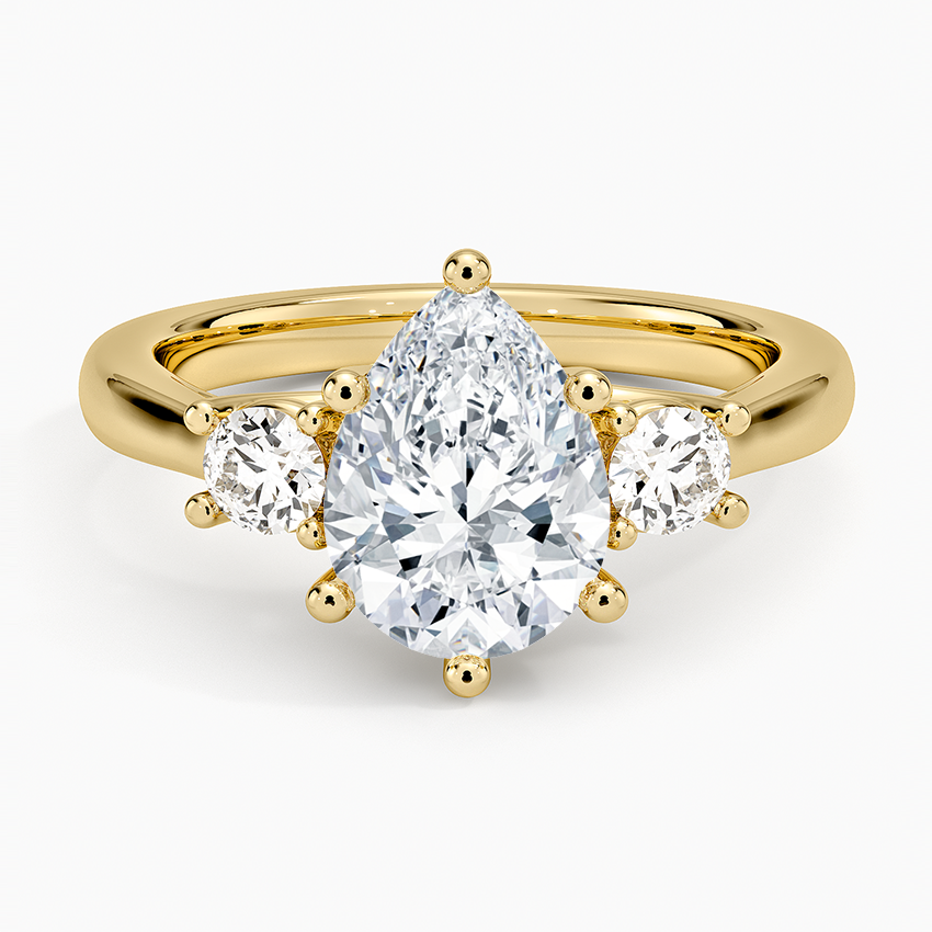Petite Three Stone Trellis Diamond Ring (1/3 ct. tw.) - Pear Cut Center Stone