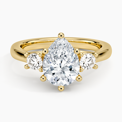 Petite Three Stone Trellis Diamond Ring (1/3 ct. tw.) - Pear Cut Center Stone