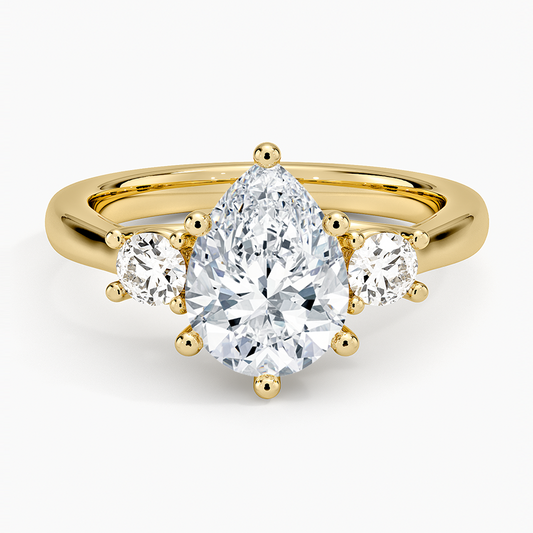 Petite Three Stone Trellis Diamond Ring (1/3 ct. tw.) - Pear Cut Center Stone
