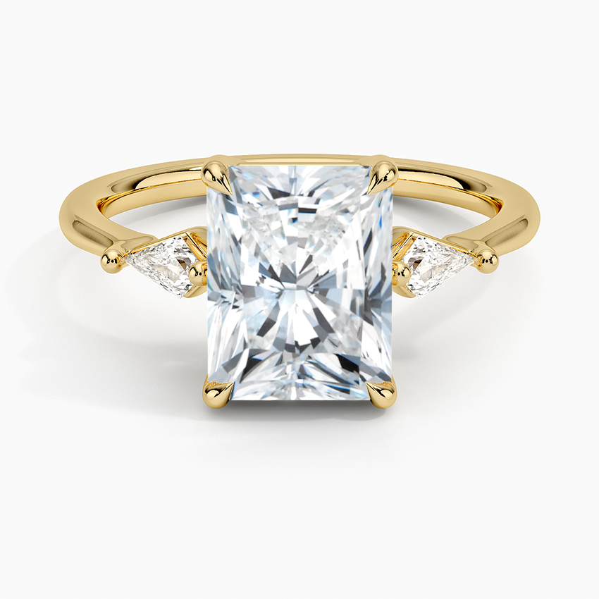 Cometa Three Stone Diamond Ring - Radiant Cut Center Stone