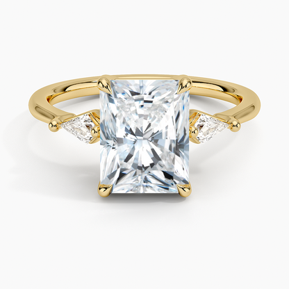 Cometa Three Stone Diamond Ring - Radiant Cut Center Stone