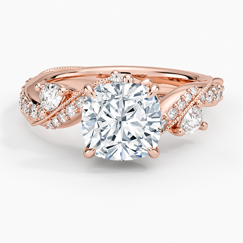 Grand Camellia Diamond Ring - Cushion Cut Center Stone