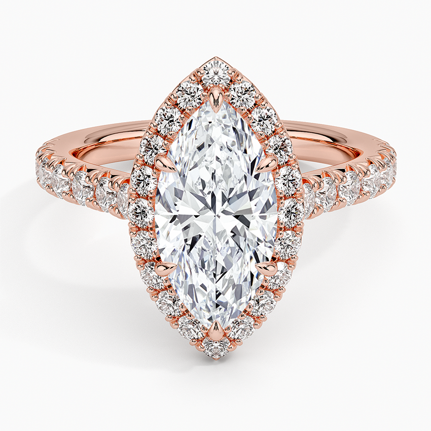 Sienna Halo Half Coverage Diamond Ring (2/3 ct. tw.) - Marquise Center Stone