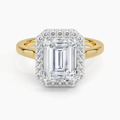 Platinum Mixed Metal Julia Halo Diamond Ring (1/5 ct. tw.) - Emerald Cut Center Stone