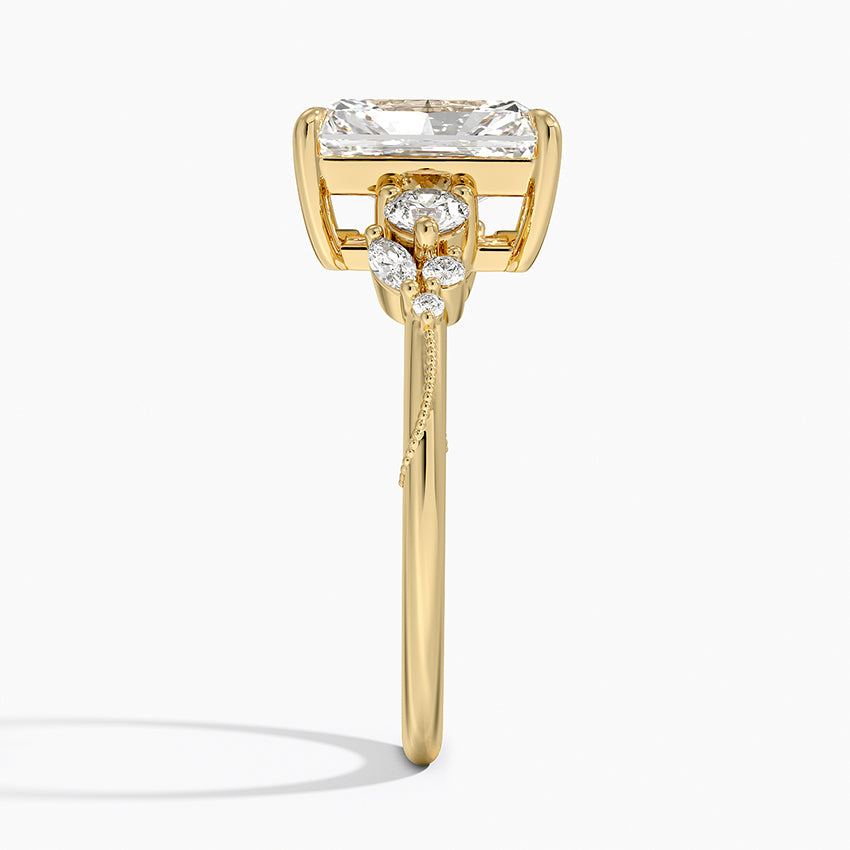 Camellia Three Stone Diamond Ring (1/3 ct. tw.) - Radiant Cut Center Stone