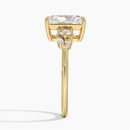 Camellia Three Stone Diamond Ring (1/3 ct. tw.) - Radiant Cut Center Stone