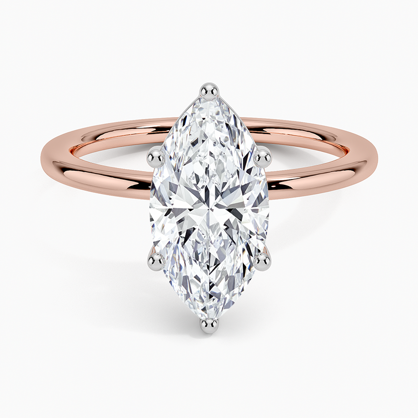 Platinum Mixed Metal Perfect Fit Solitaire Ring - Marquise Center Stone