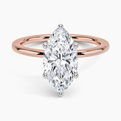 Platinum Mixed Metal Perfect Fit Solitaire Ring - Marquise Center Stone