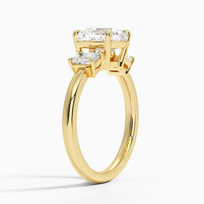 Rhiannon Emerald Cut Three Stone Diamond Ring (1/2 ct. tw.) - Cushion Cut Center Stone