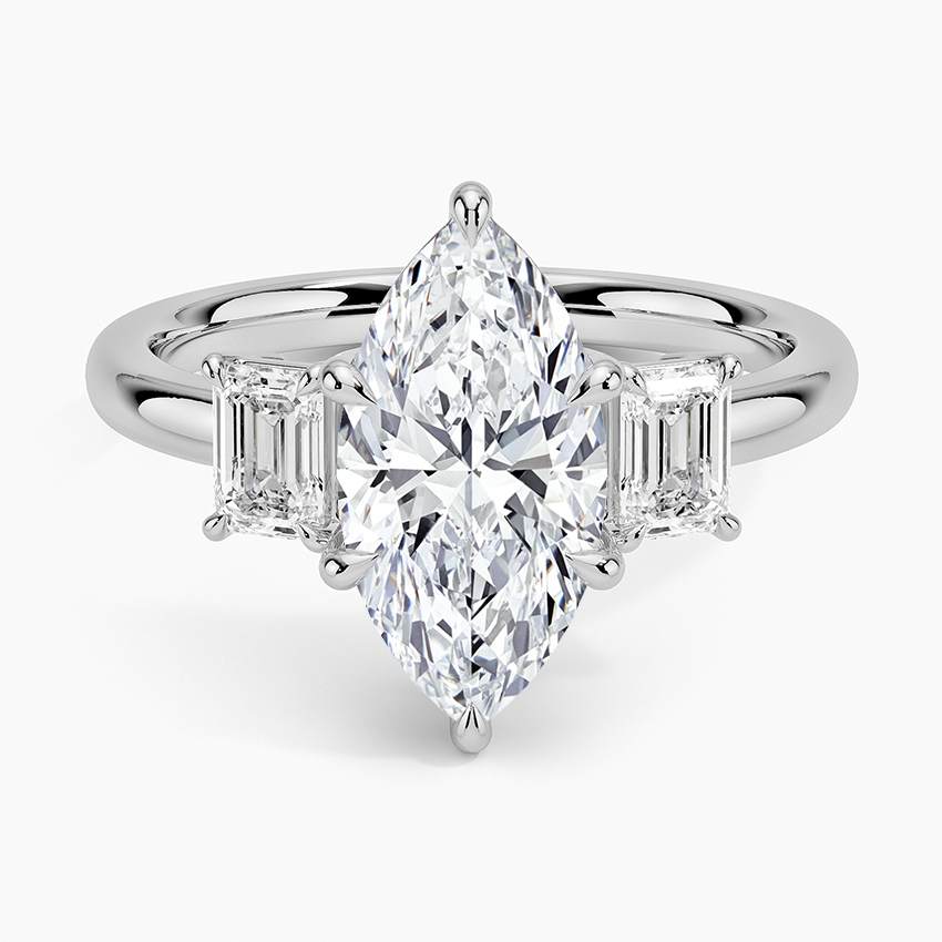 Rhiannon Emerald Cut Three Stone Diamond Ring (1/2 ct. tw.) - Marquise Center Stone