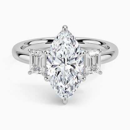 Rhiannon Emerald Cut Three Stone Diamond Ring (1/2 ct. tw.) - Marquise Center Stone