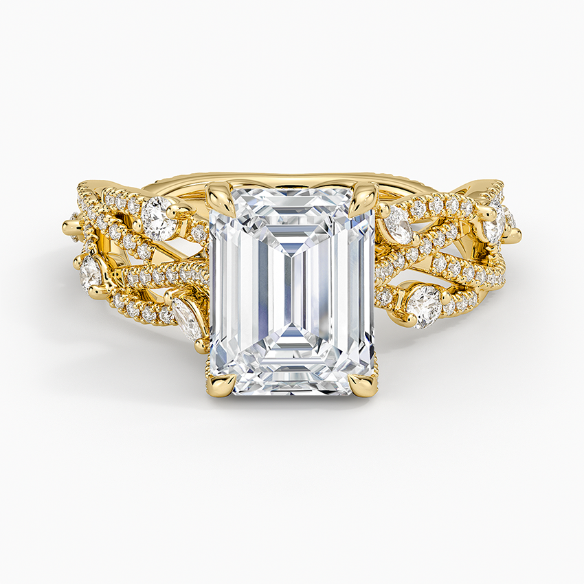 Grand Secret Garden Diamond Ring - Emerald Cut Center Stone